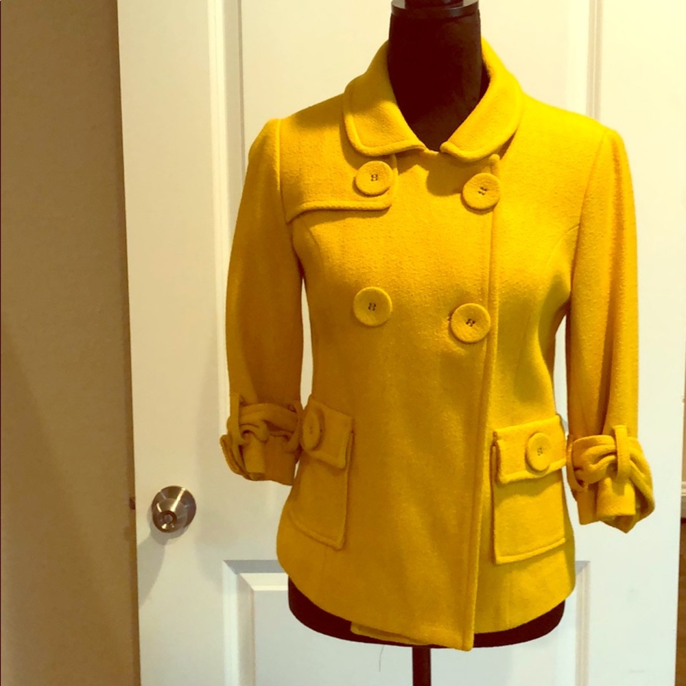 Forever 21 Mustard Short Pea Coat Jacket Small